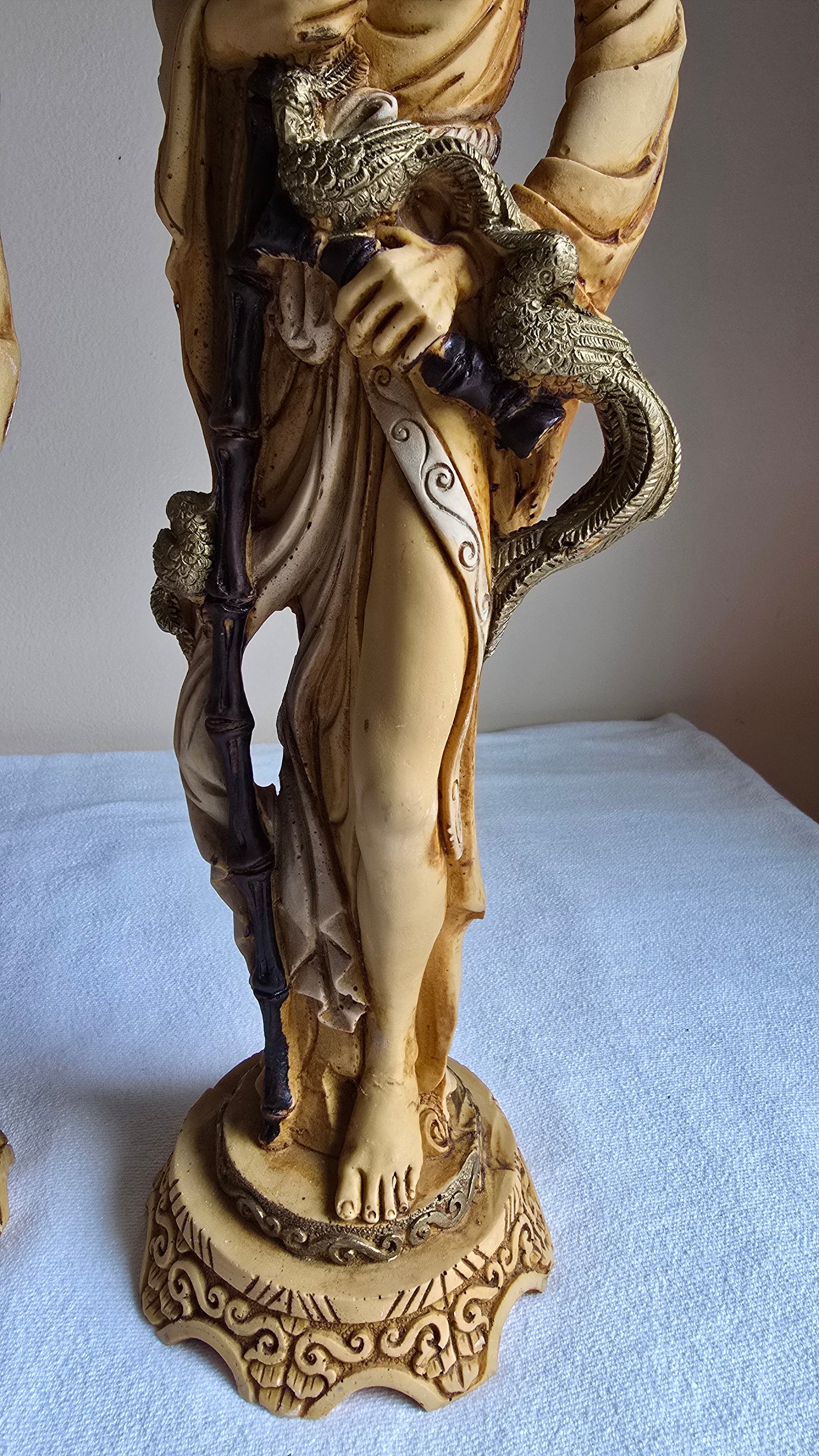Vintage 19" Carved Resin Asian Pair of Chinese Figures Statues Man & Woman