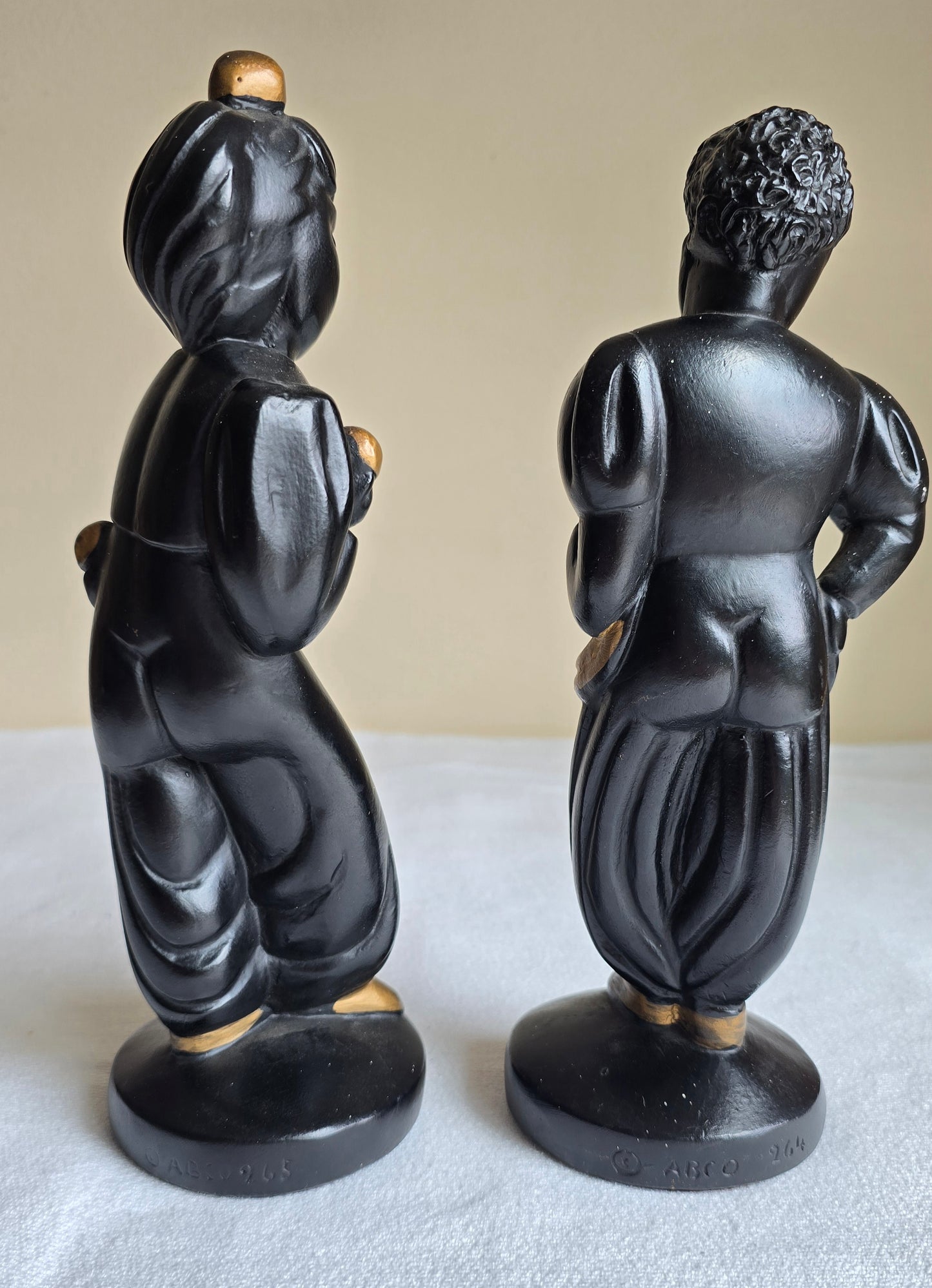 Vintage ABCO Alexander Backer 264/265 Pair African Nubian Chalkware Dancers