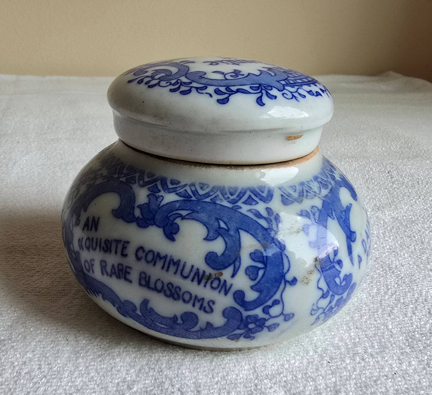 Antique Rare Magda Toilet Cream Porcelain Jar Blue & White The Magda Co Chemists Chicago