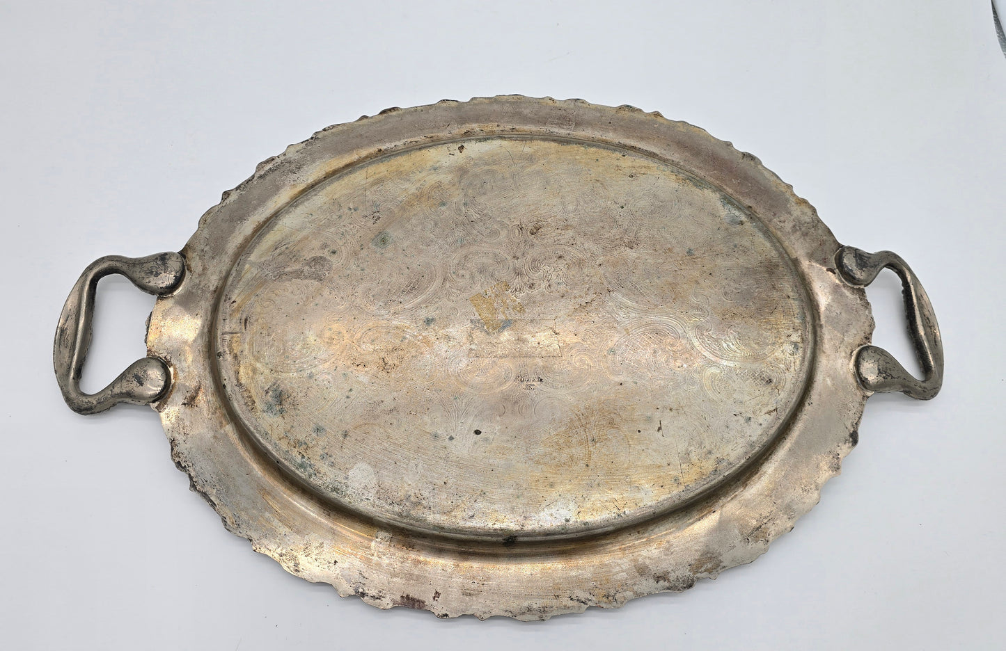 Vintage Federal Silver Co. Silver on Copper Butler Serving Tray with Handles Grape Design