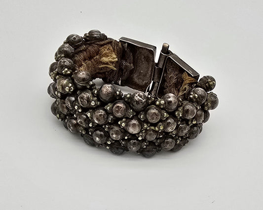 Antique Silver Rajasthan Beaded Ball Cuff Bracelet