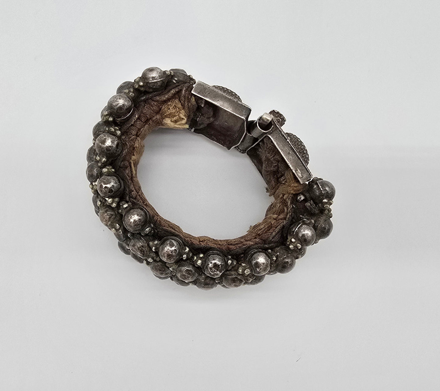 Antique Silver Rajasthan Beaded Ball Cuff Bracelet