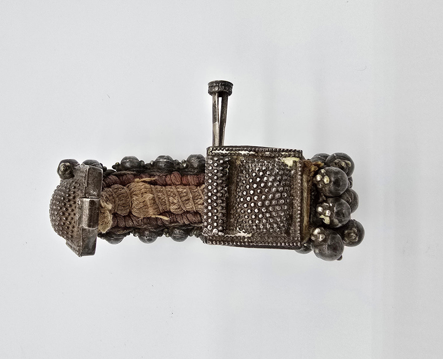 Antique Silver Rajasthan Beaded Ball Cuff Bracelet