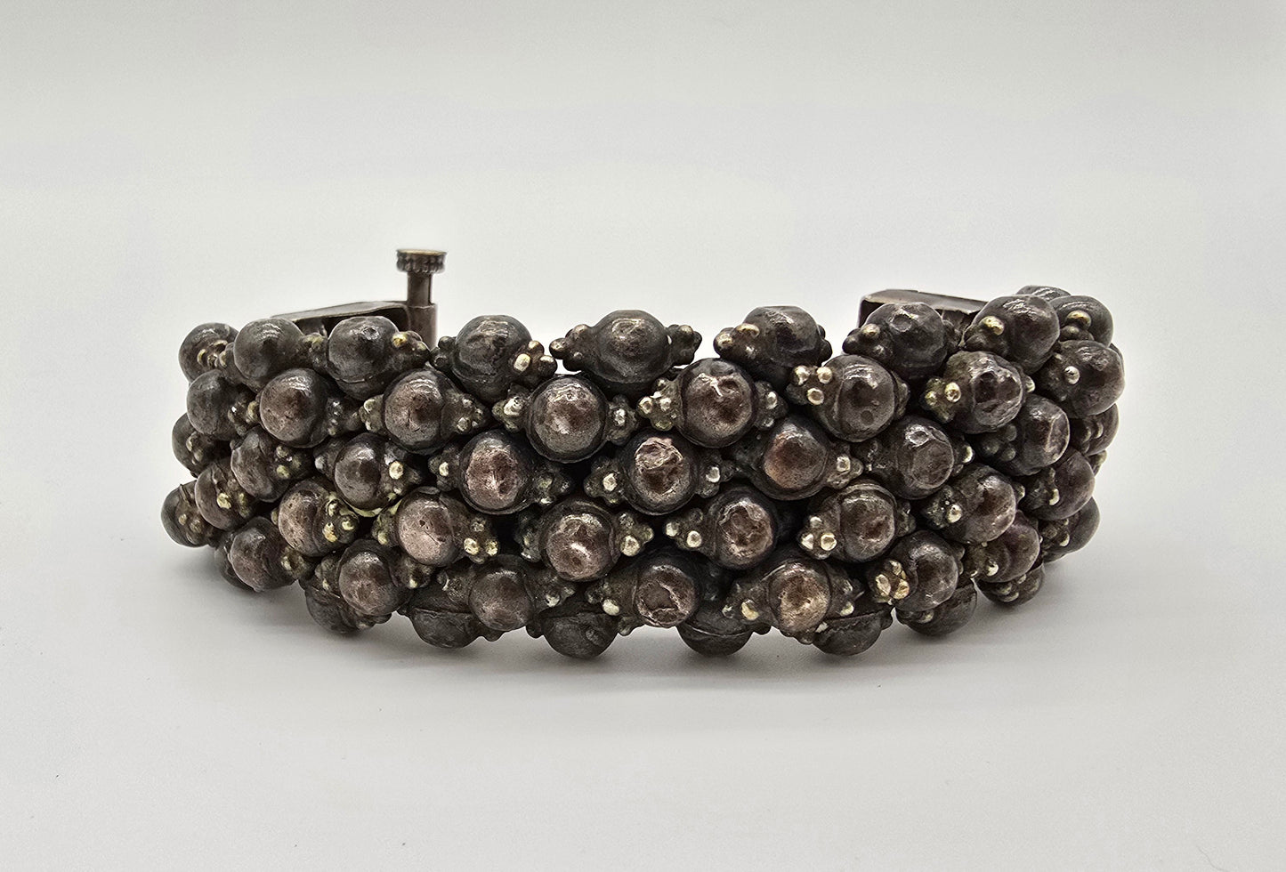 Antique Silver Rajasthan Beaded Ball Cuff Bracelet