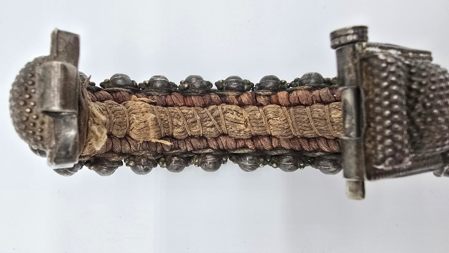 Antique Silver Rajasthan Beaded Ball Cuff Bracelet