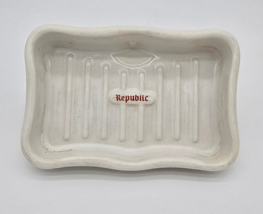 Antique Republic Porcelain White Soap Dish Holder