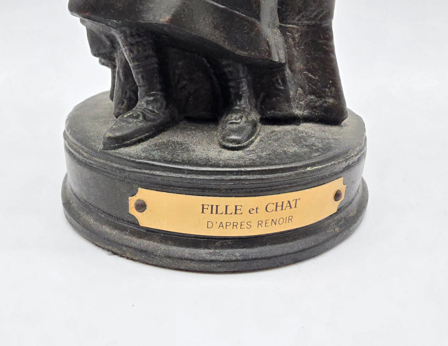 H. Kalish Fille et Chat Girl Woman Lady with Cat Bronze Statue