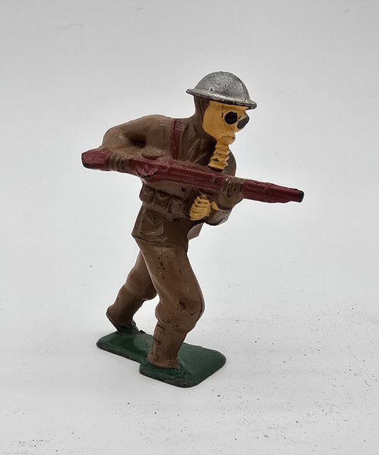 Vintage Barclay Manoil Lead Toy Soldier with Gas Mask and Gun