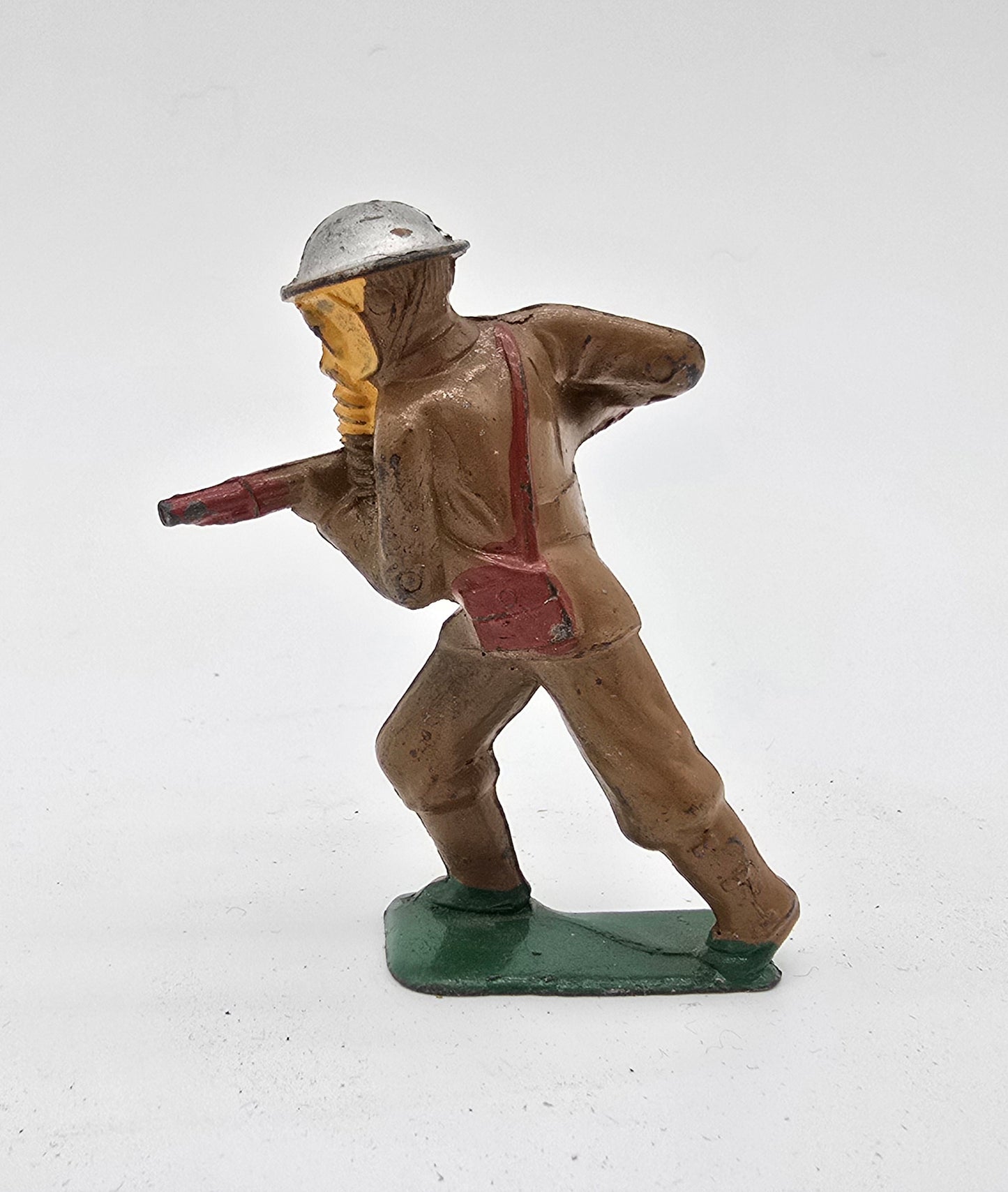 Vintage Barclay Manoil Lead Toy Soldier with Gas Mask and Gun