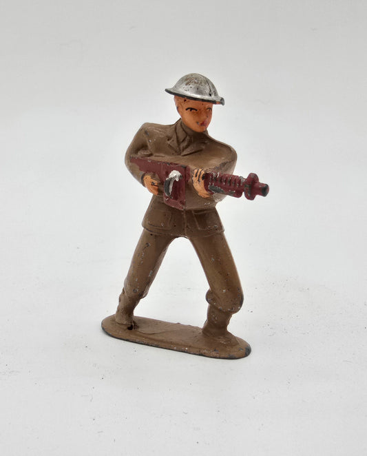 Vintage Barclay Manoil Lead Toy Soldier with Red Machine Gun