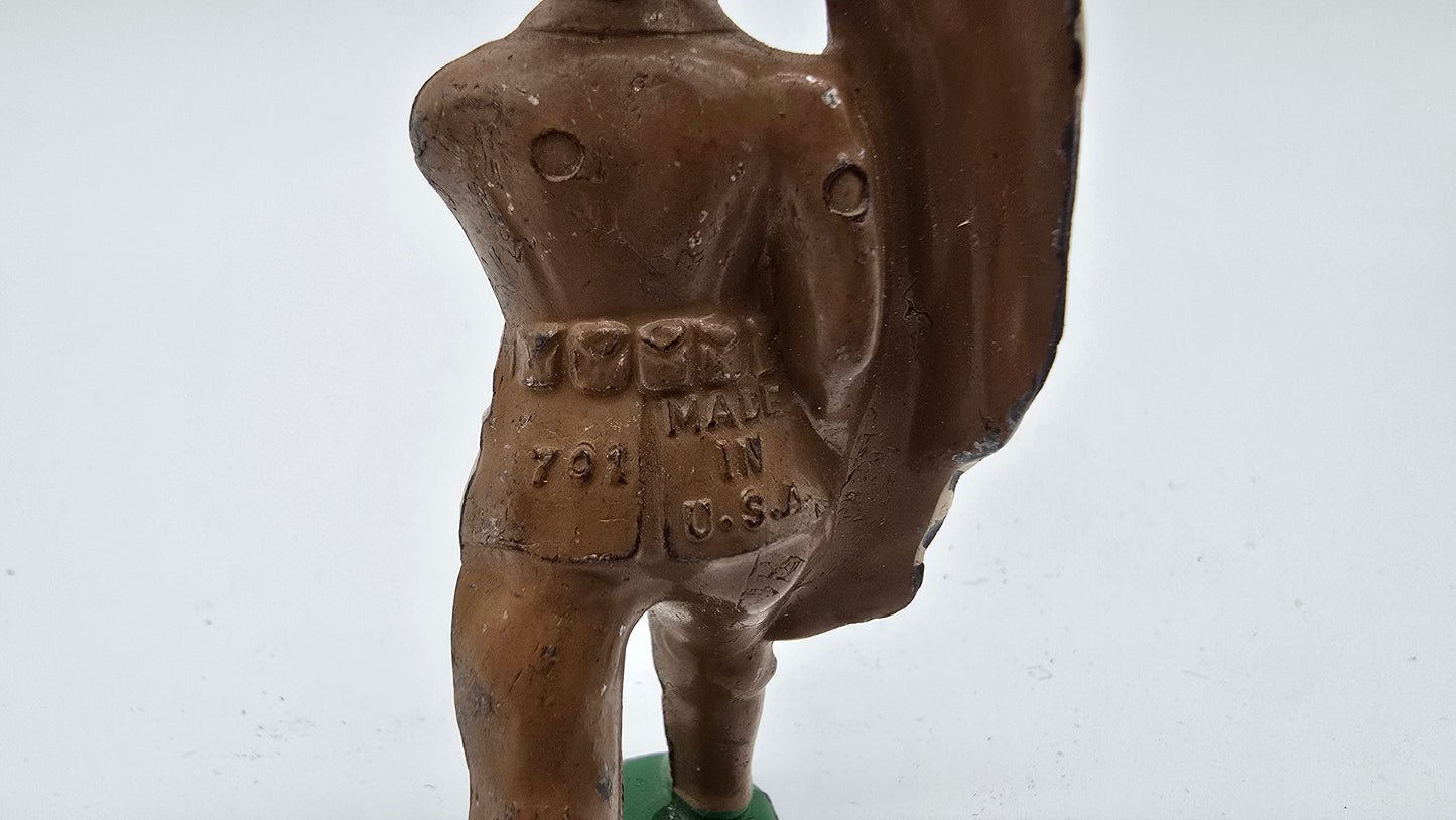Vintage Barclay Manoil Lead Toy Soldier Flag Bearer #701 Red Belt Vertical Stripes