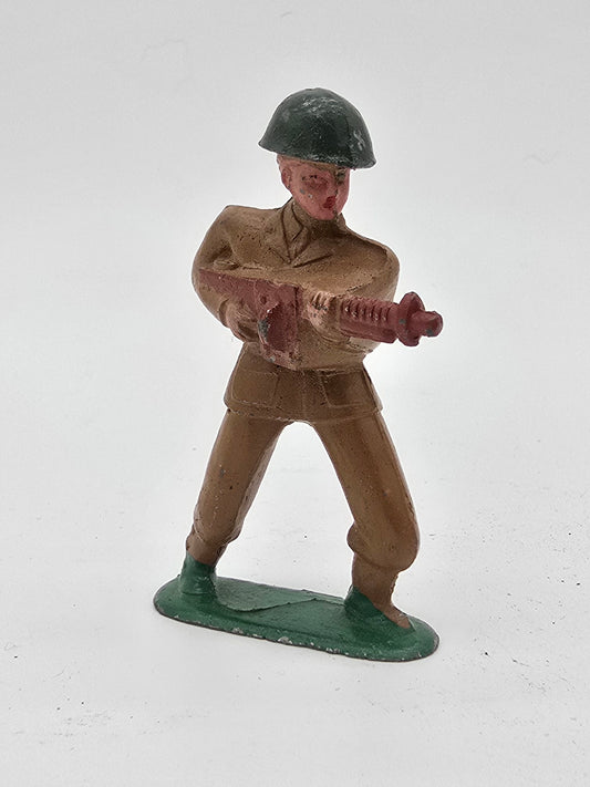 Vintage Barclay Manoil Lead Toy Soldier Red Gun Green Hat