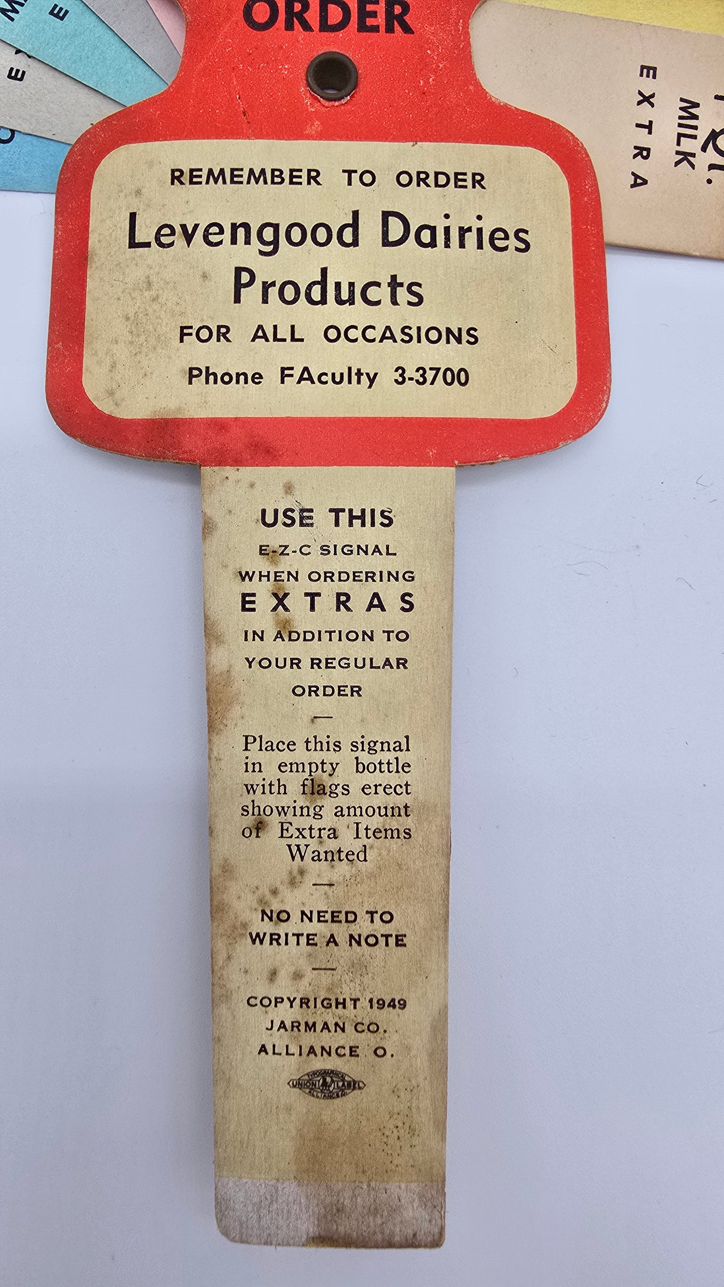Vintage Levengood Dairies Milk Extra Order Tool E.Z.C Signal