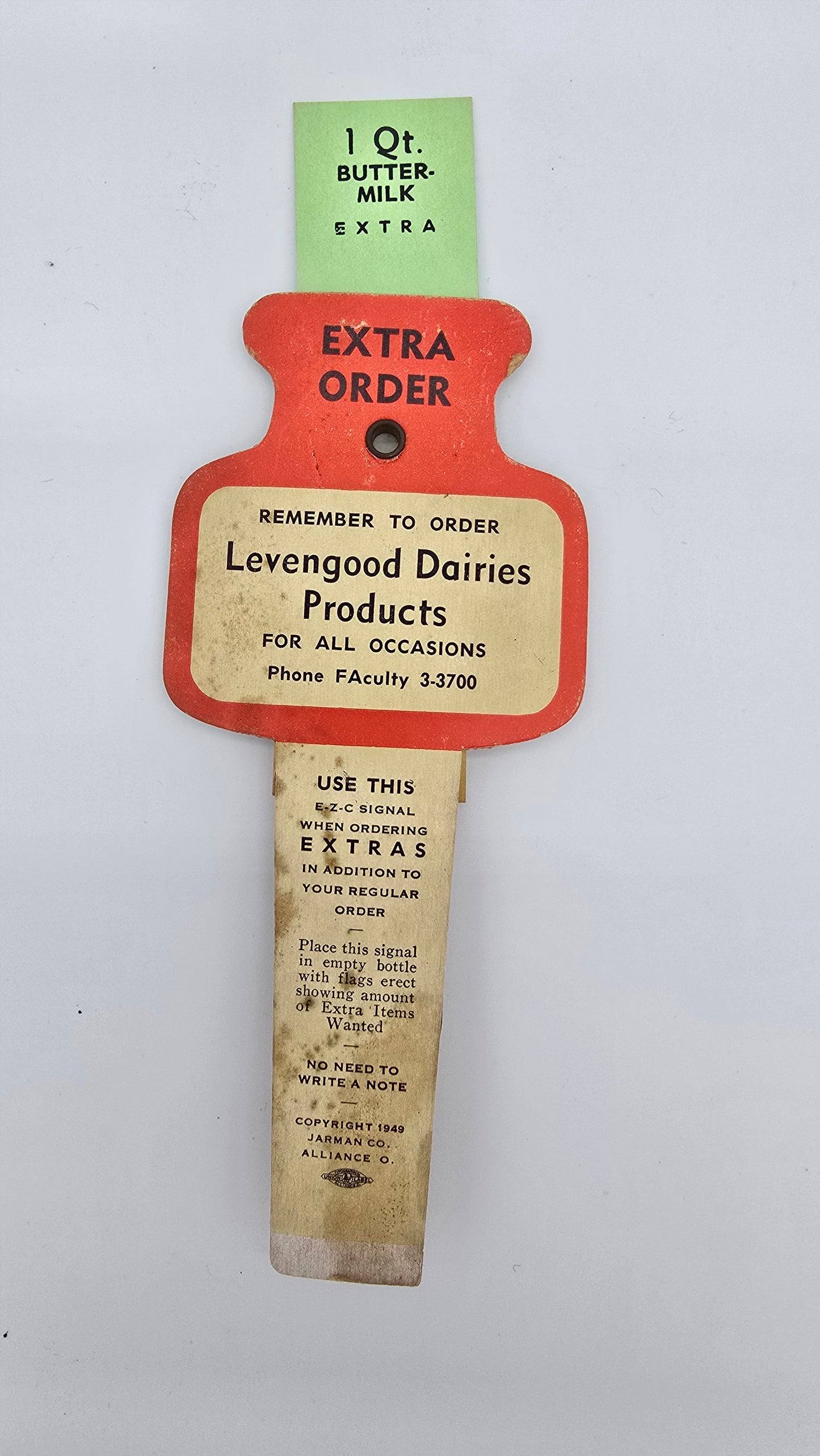 Vintage Levengood Dairies Milk Extra Order Tool E.Z.C Signal
