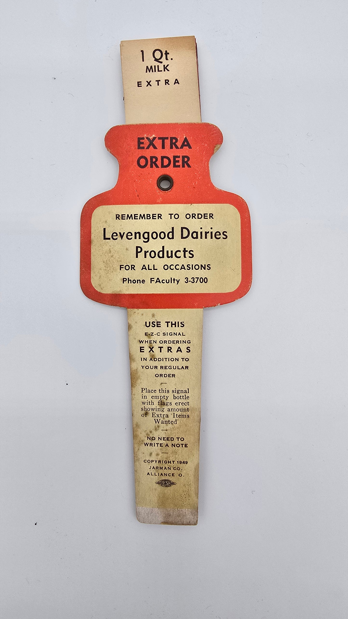 Vintage Levengood Dairies Milk Extra Order Tool E.Z.C Signal