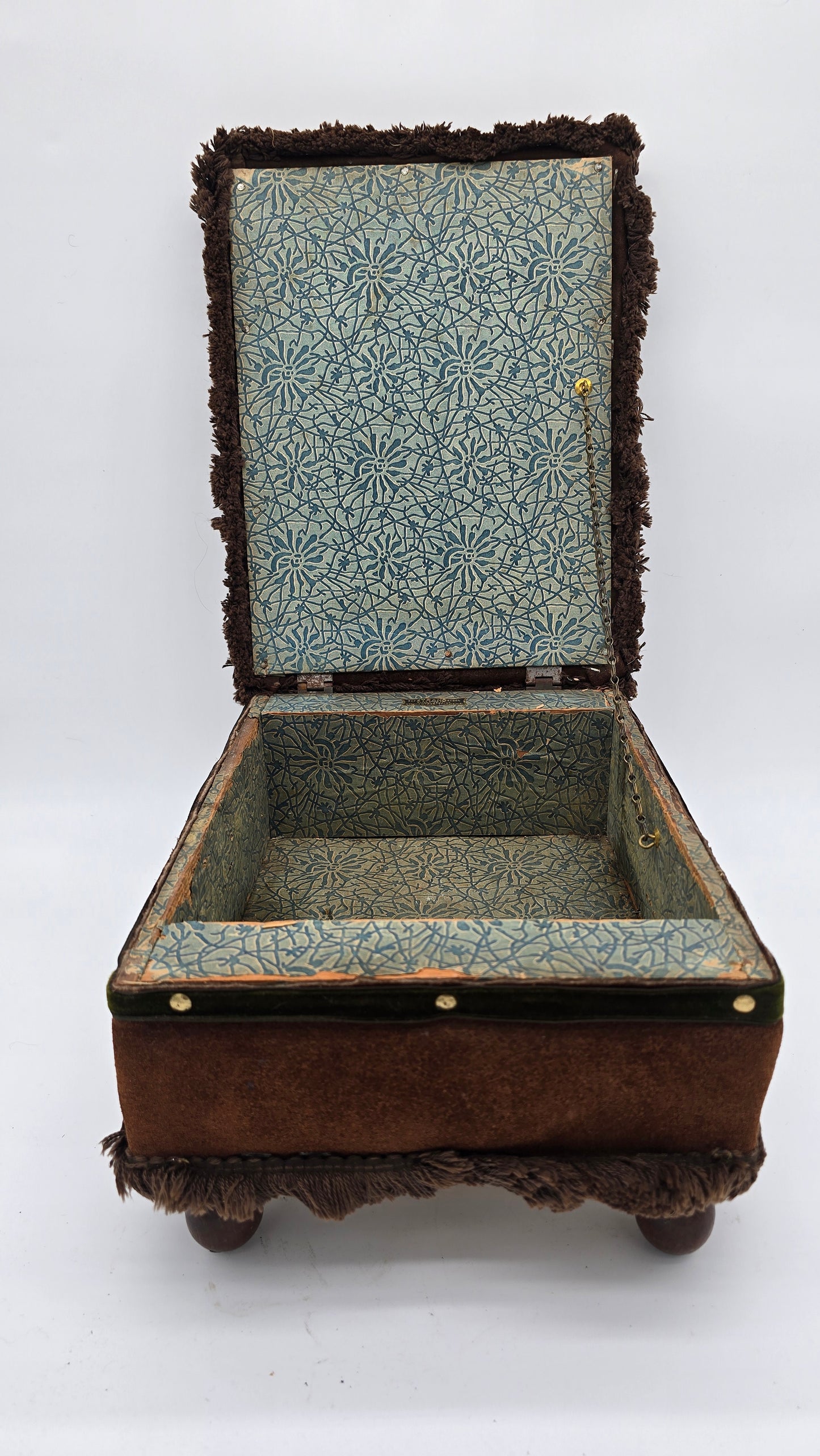 Antique Victorian The Strand Stool Sewing Small Foot Stool with Storage