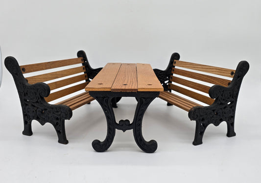 Vintage 1990's Byers Choice Benches and Picnic Table