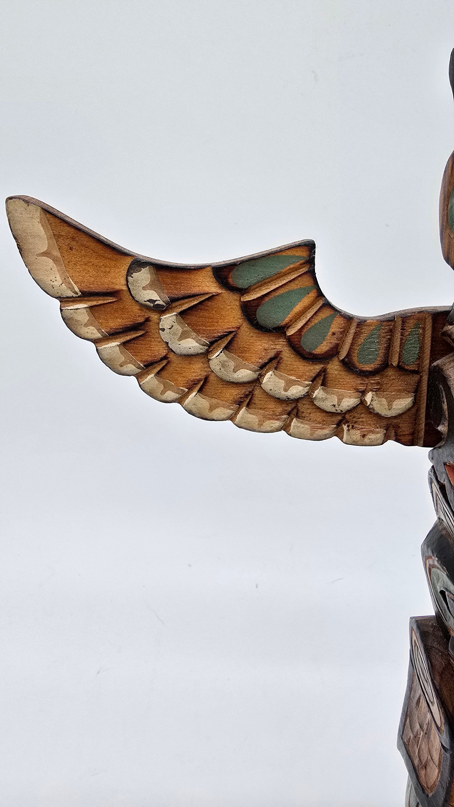 Vintage Signed Ray Moore Mini Table Top Wooden Carved Totem Pole