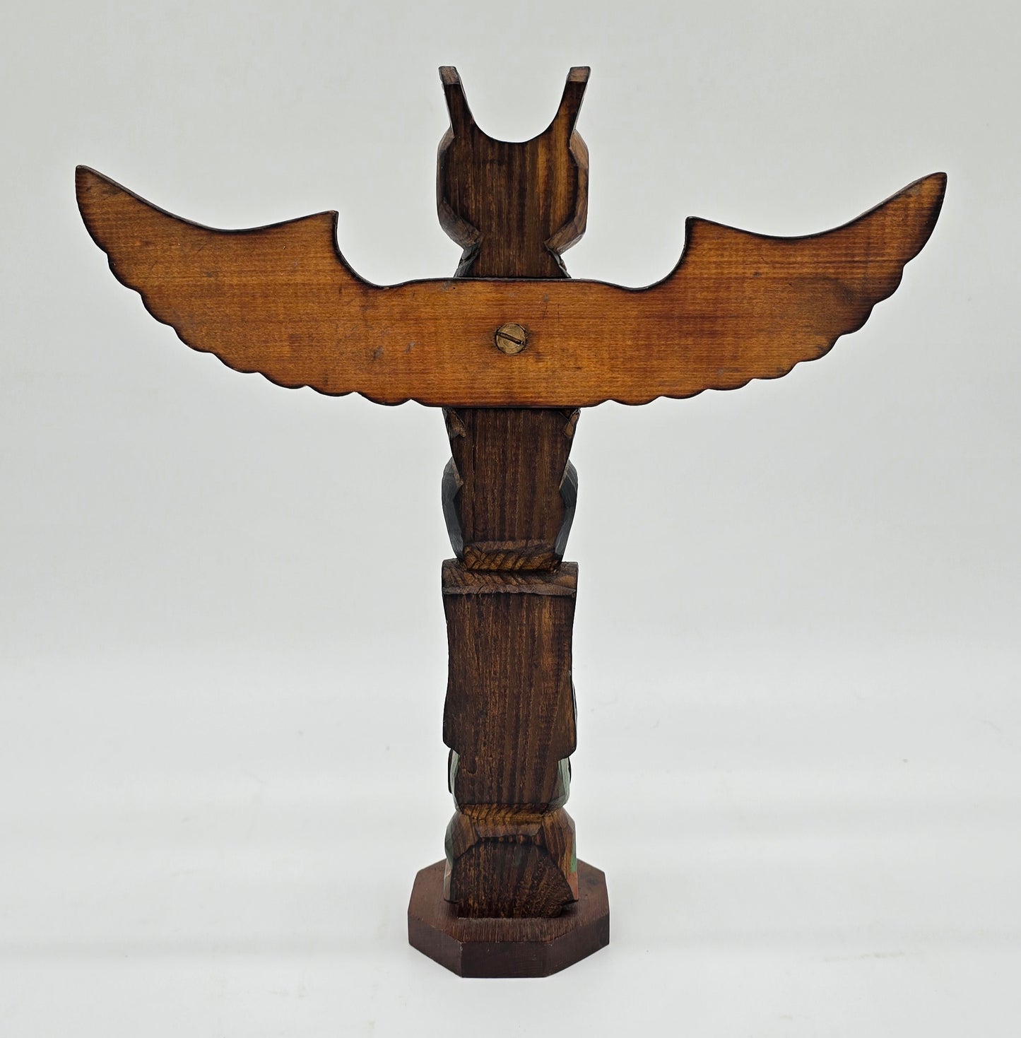 Vintage Signed Ray Moore Mini Table Top Wooden Carved Totem Pole
