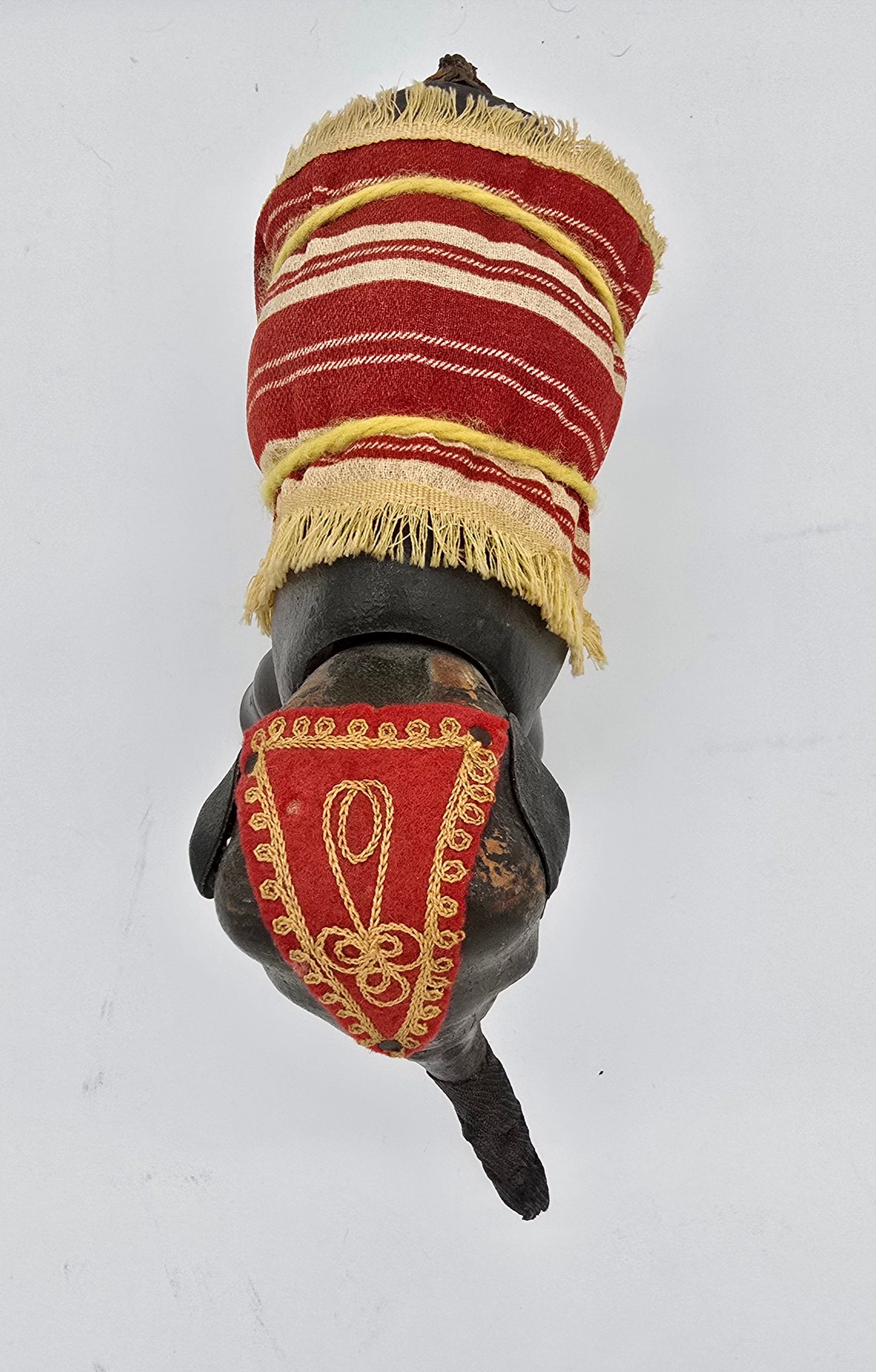Antique German Schoenhut Humpty Dumpty Circus Elephant w. Blanket & Head Piece Wooden Toy