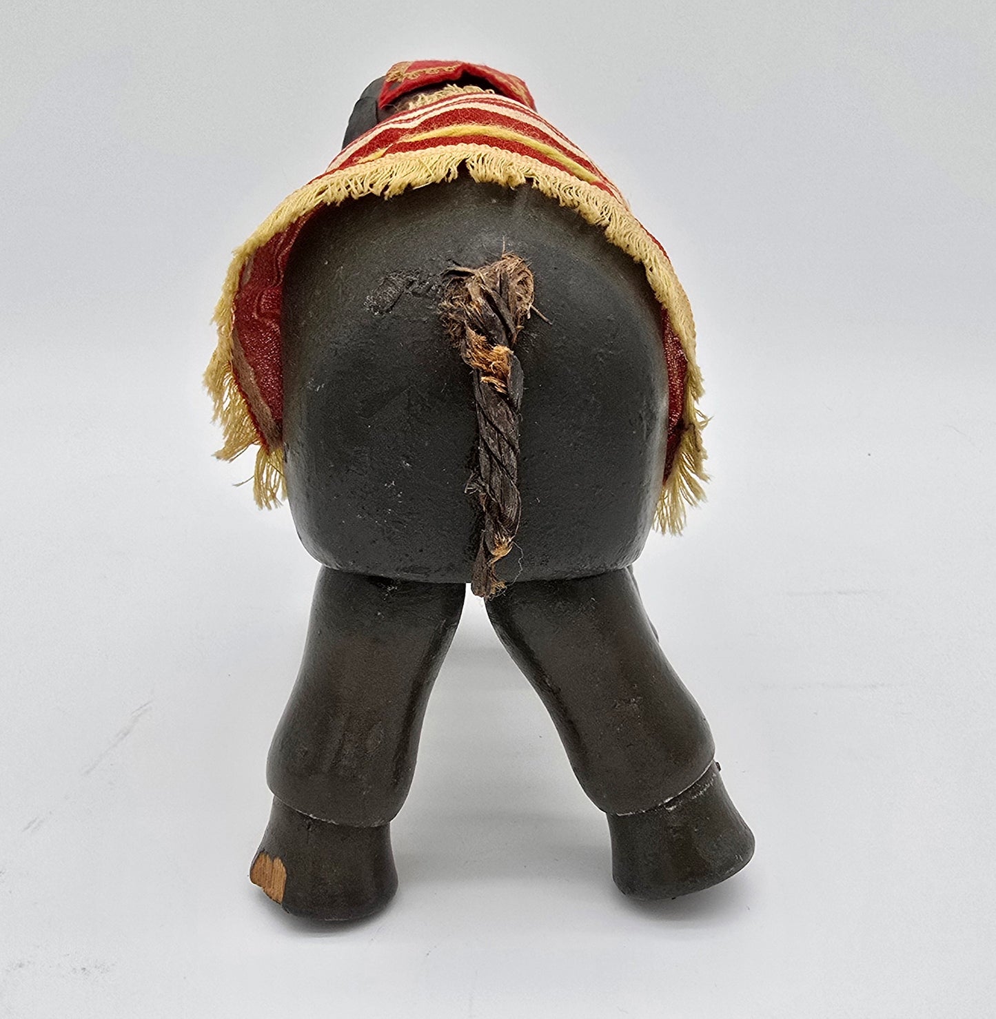 Antique German Schoenhut Humpty Dumpty Circus Elephant w. Blanket & Head Piece Wooden Toy