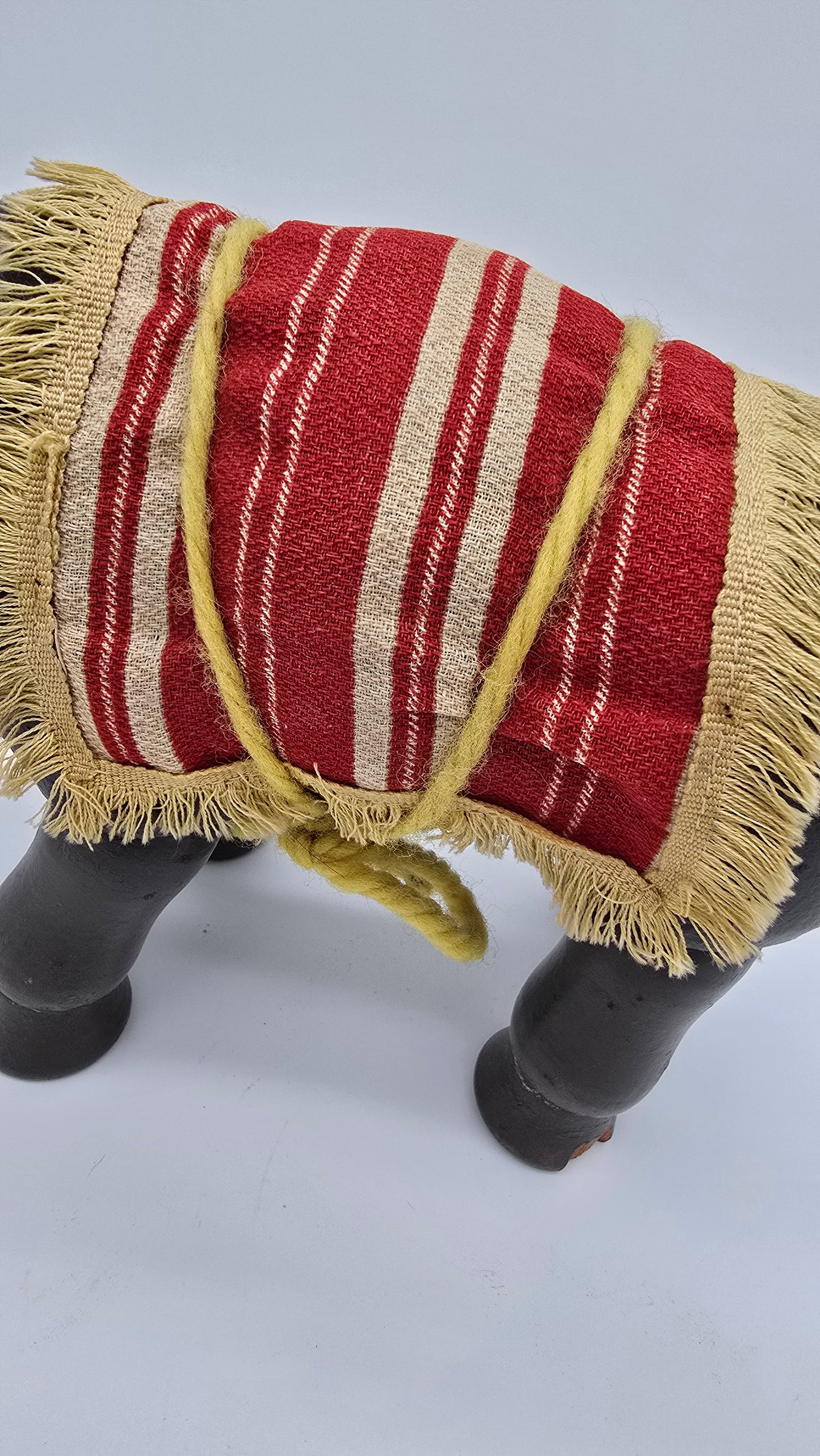 Antique German Schoenhut Humpty Dumpty Circus Elephant w. Blanket & Head Piece Wooden Toy
