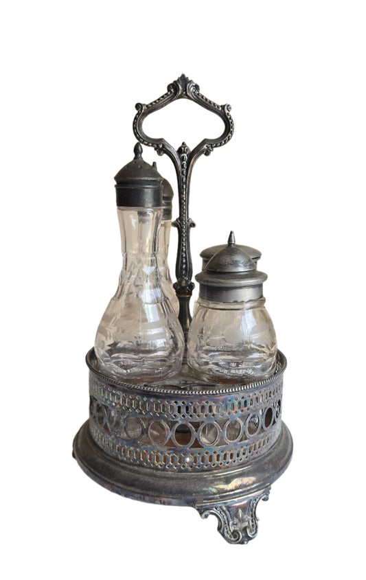 antique elkington & co silver plate cruet set