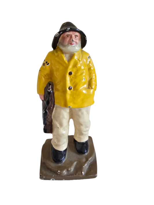 cast iron old salt fisherman bookend doorstop