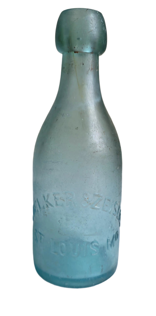 rare antique Voelker Zeisler blob top soda bottle blue