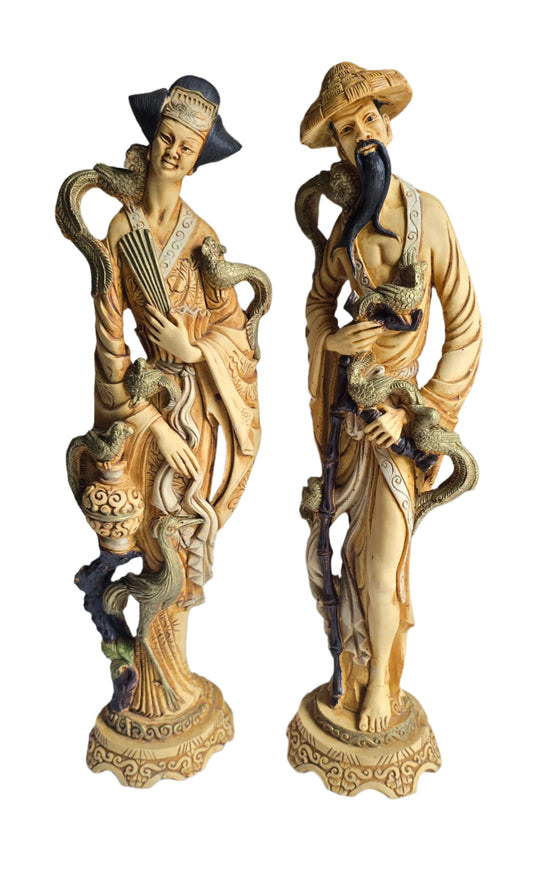 vintage carved resin asian figures statues