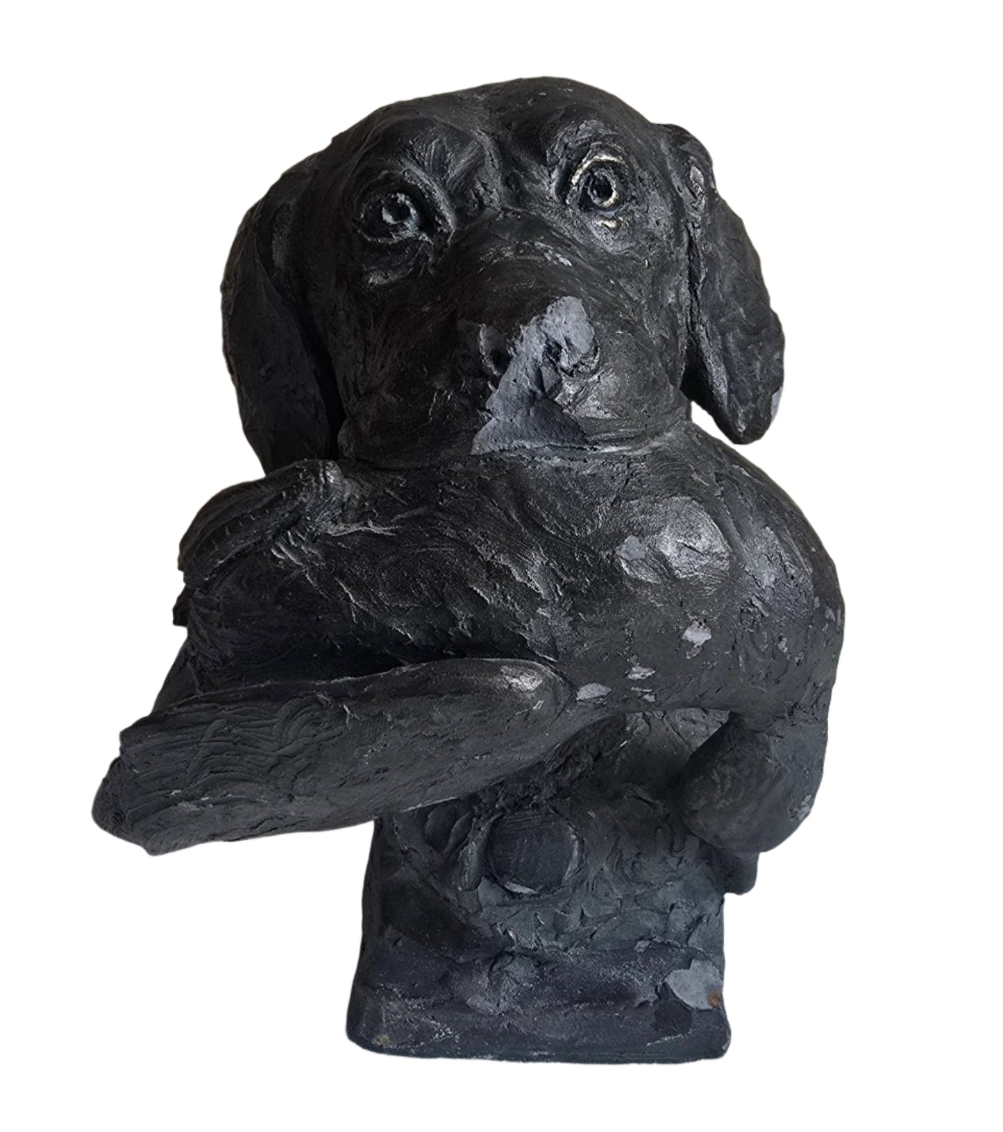 vintage eric kaposta job well done bronze sculpture of labrador retriever with duck