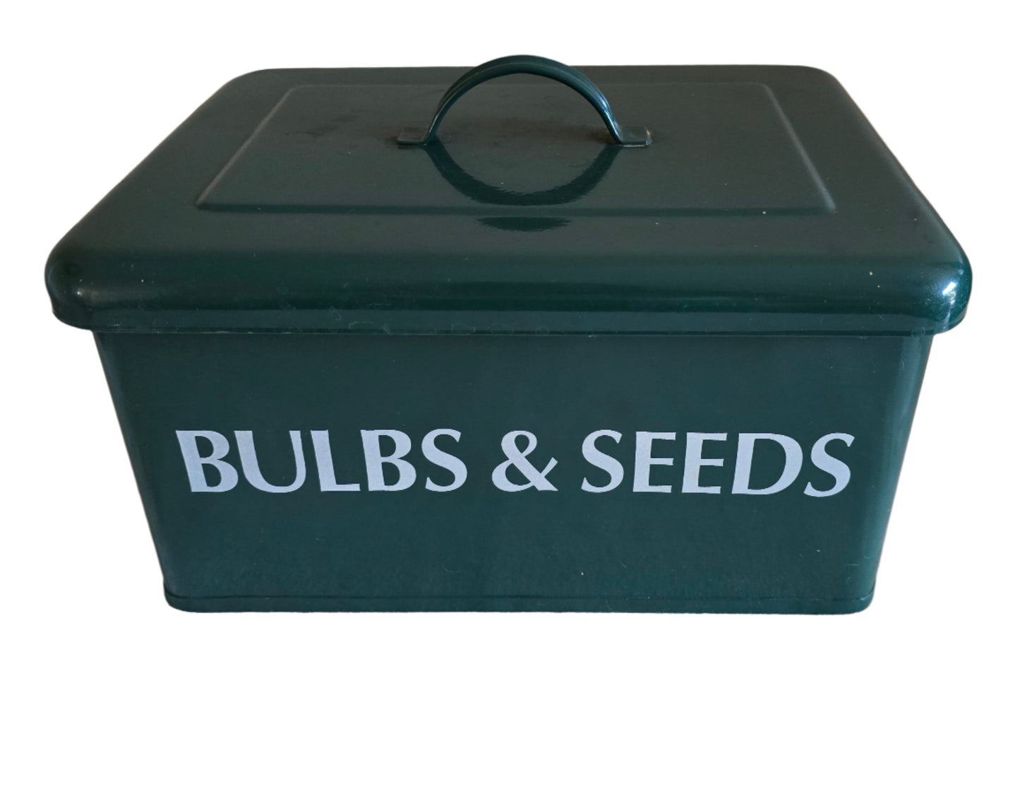 vintage green enamel bin container garden
