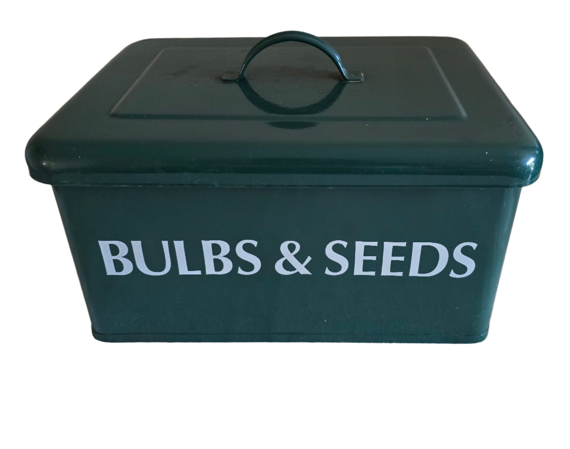 vintage green enamel bin container garden