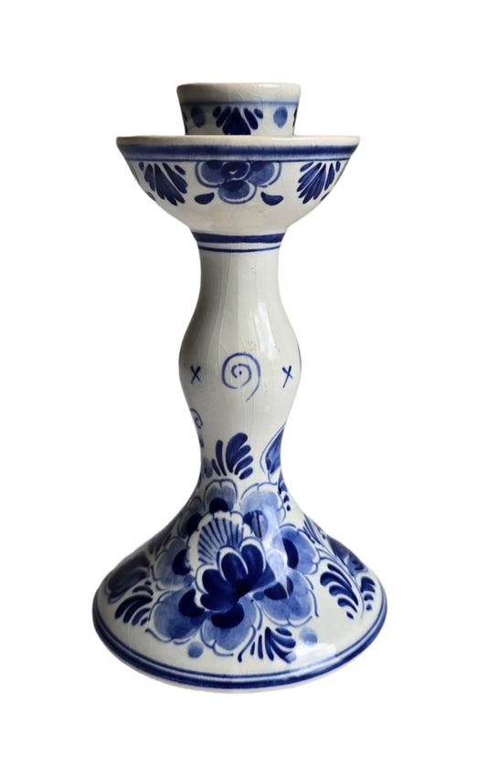 vintage hand painted delfts holland blue and white candlestick holder