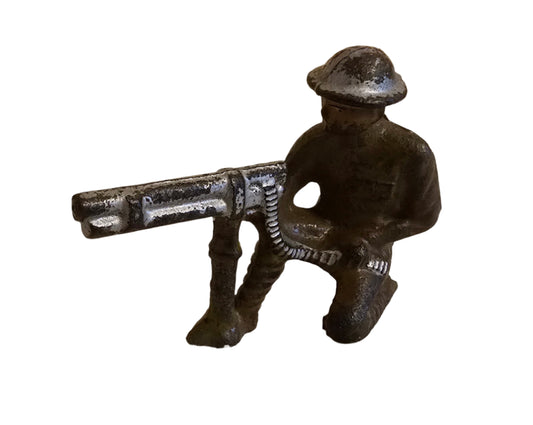 vintage manoil barclay lead toy soldier with machine gun