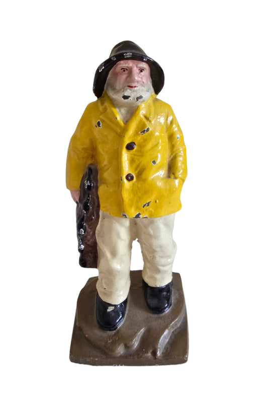 vintage old salt fisherman cast iron bookend doorstop