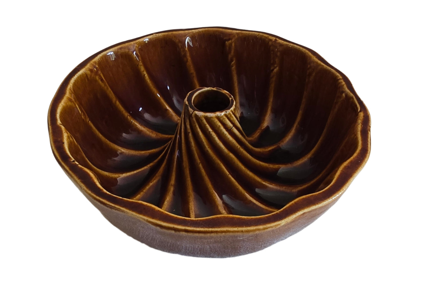 vintage redware turks head bundt pan