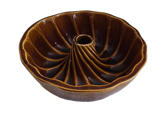 vintage redware turks head bundt pan