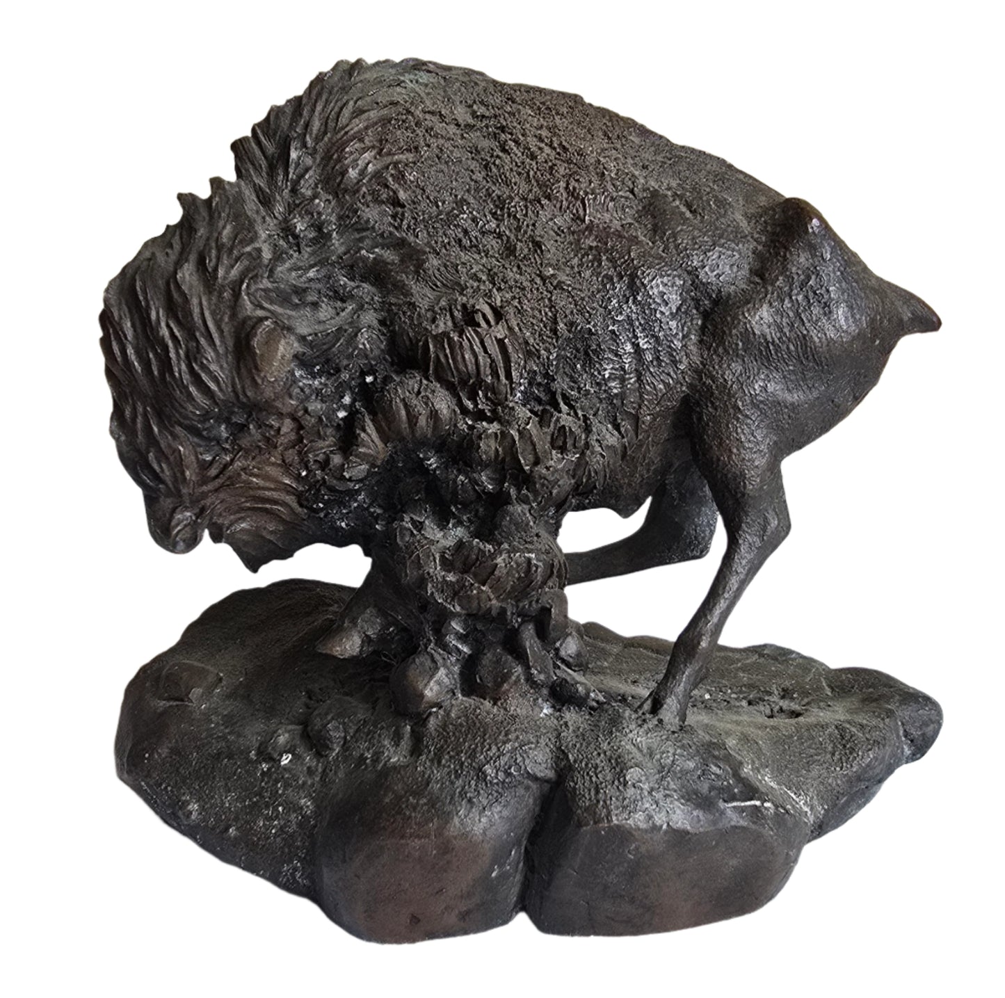 vintage ron chapel thunder on the plains bronze sculpture bison buffalo