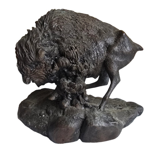 vintage ron chapel thunder on the plains bronze sculpture bison buffalo